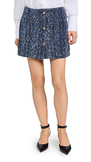 【user_5aa40daa】Hemingway Boucle Skirt Check Boucle Fur Hem Mini Skirt – self-portrait-US